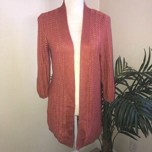 2/$20 Lauren Michelle Open Front Open Weave Cardigan M